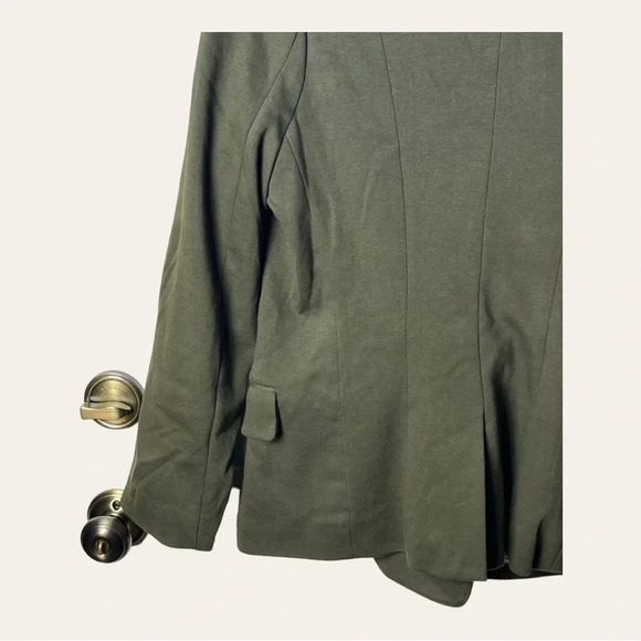 0437. ANTHROPOLOGIE CORTONNIER‎ HUNTER GREEN BLAZER LONG SLEEVES SHOULDER PADS - Picture 9 of 11